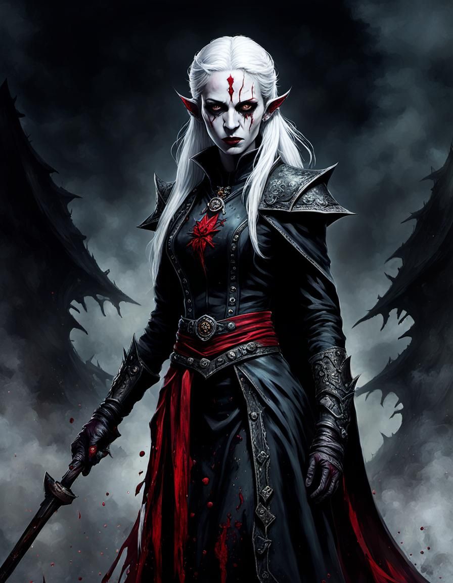 Gothic Drow Rogue Portrait in Hyperreal Style