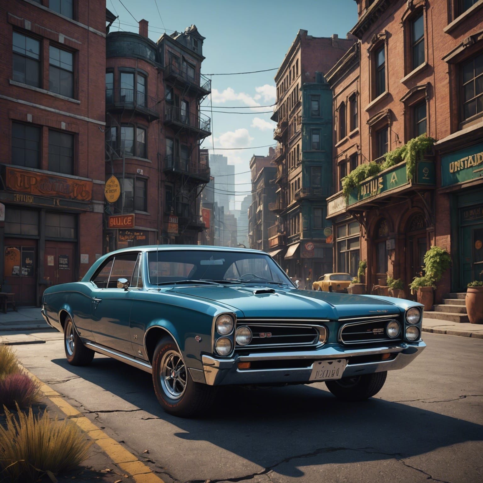 Detailed Matte Painting of 1966 Pontiac GTO