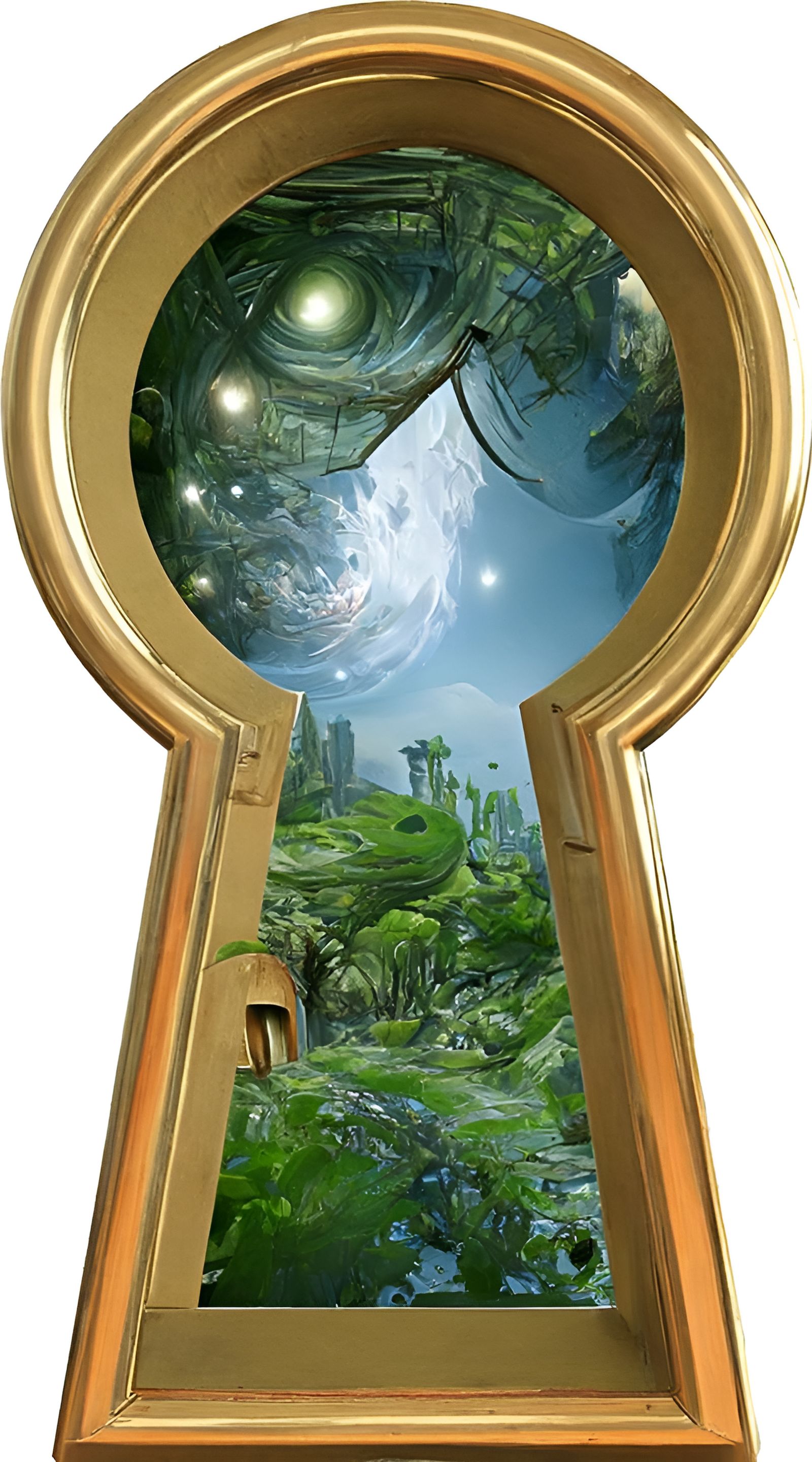 Planetary Vista Through Hyperrealistic Keyhole