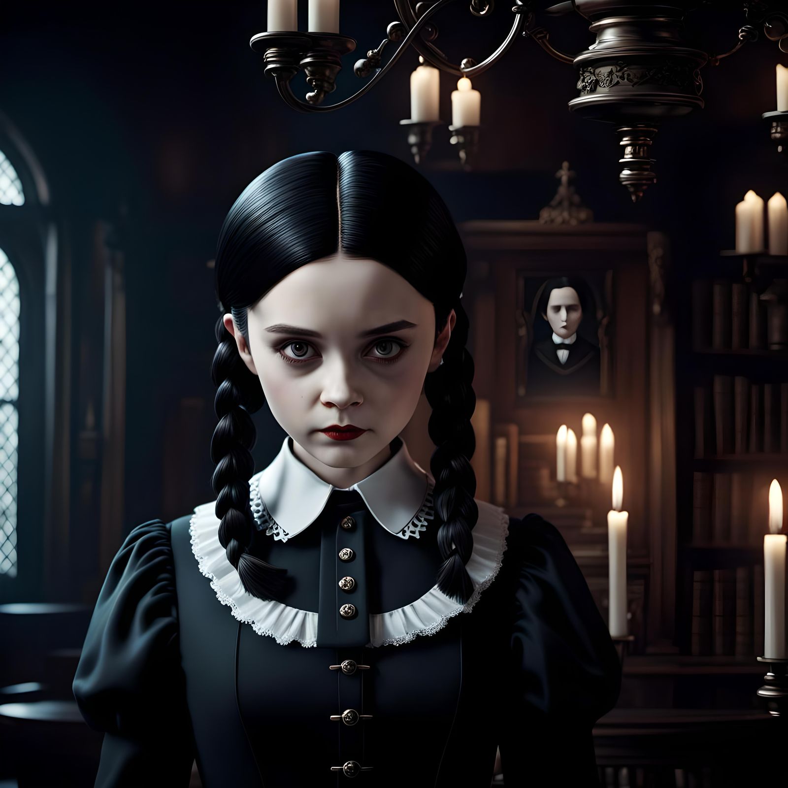 Wednesday Addams in Dark Fantasy Digital Art