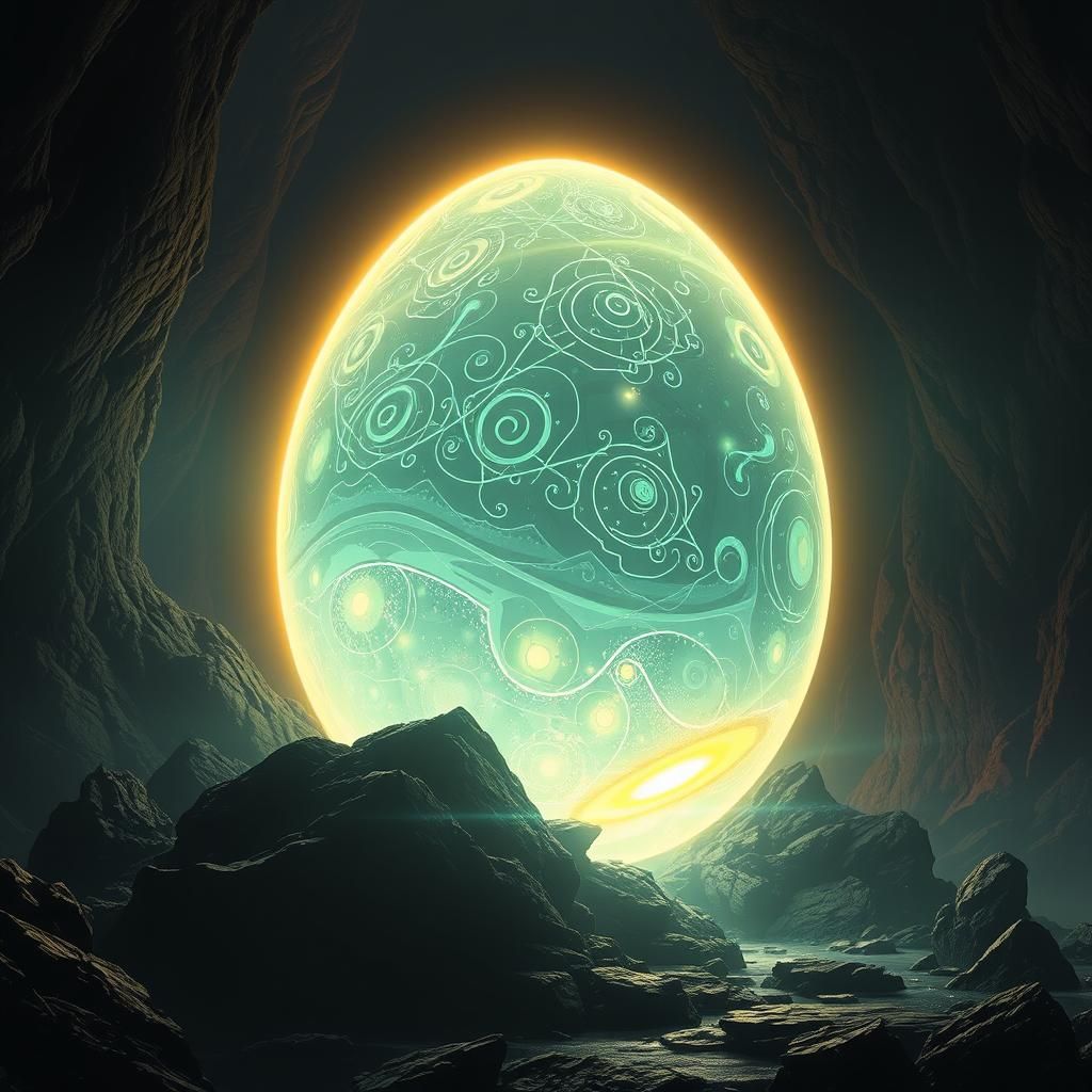 Luminous Alien Egg Radiating Bioluminescent Light