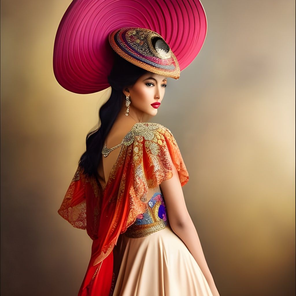 Futuristic Fashion Model in Art Deco Style