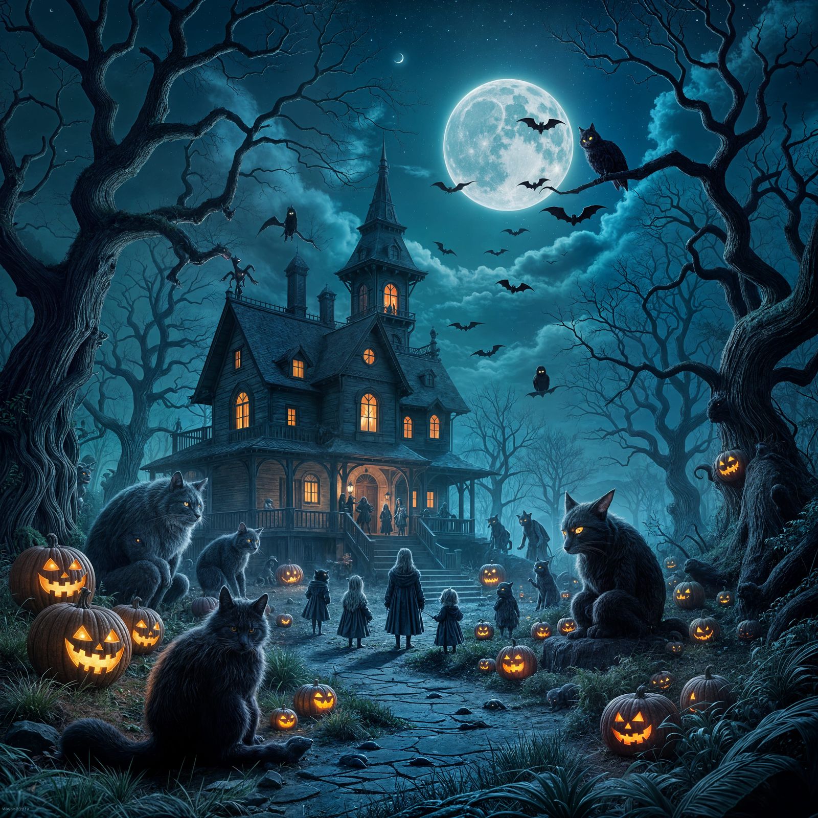 Spooky Midnight Gathering of Mythical Creatures