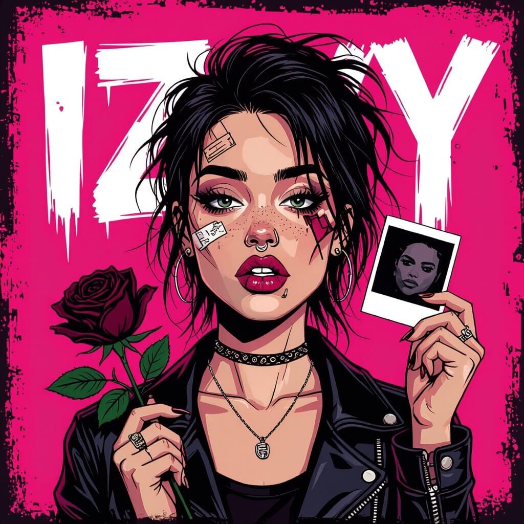 Defiant Woman with Rose: Pop Art Album Cover