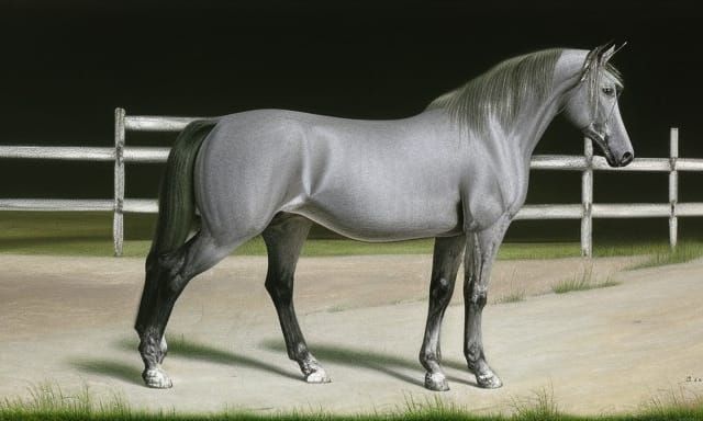 Dapple Grey Horse in Realistic Equine Art
