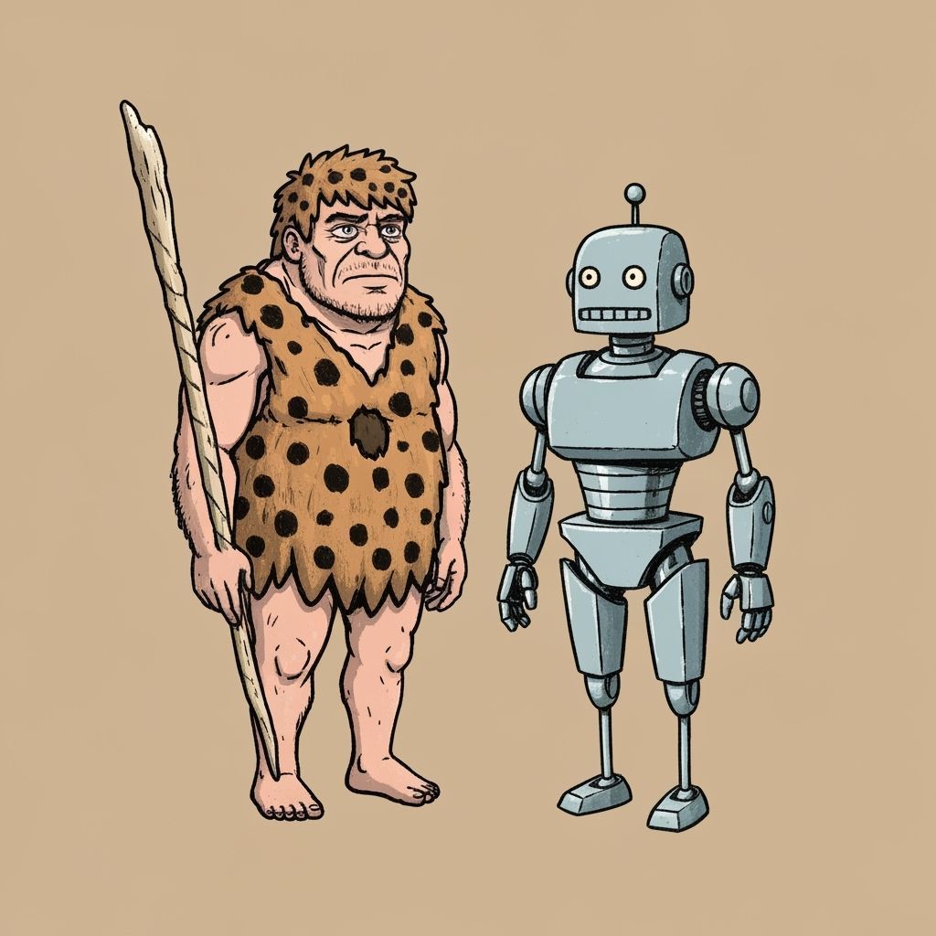Caveman and Robot: Unlikely Friends Art