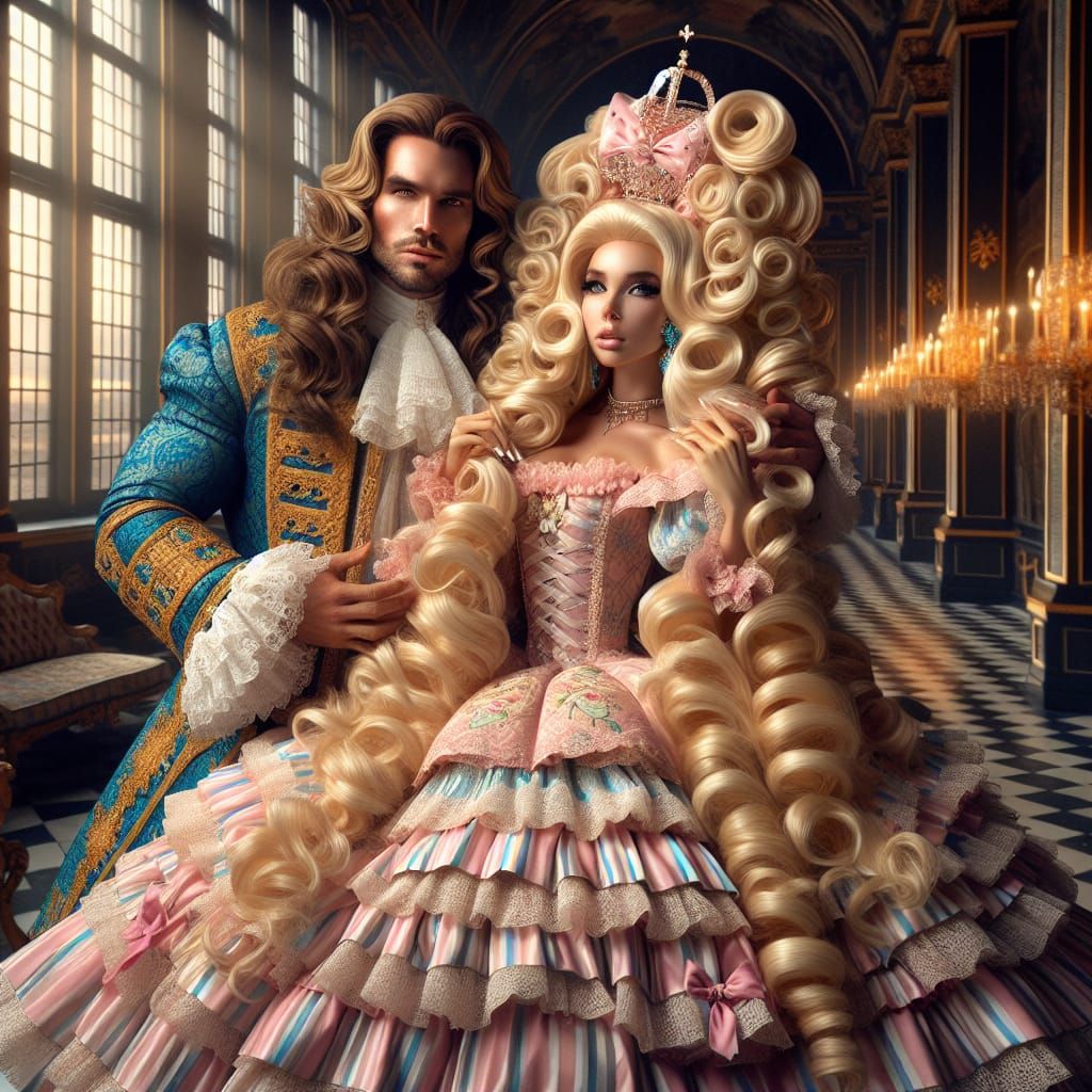 Jester Cradles Princess in Lavish Castle Interior