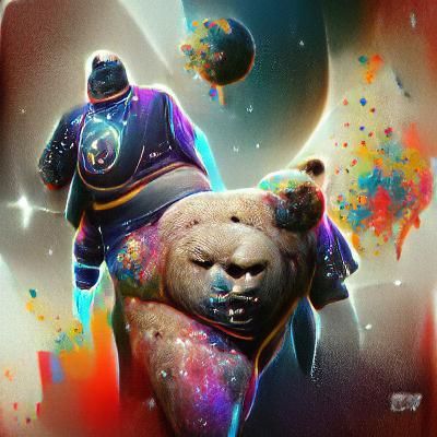 Cosmic Bear Astronaut in Space Art