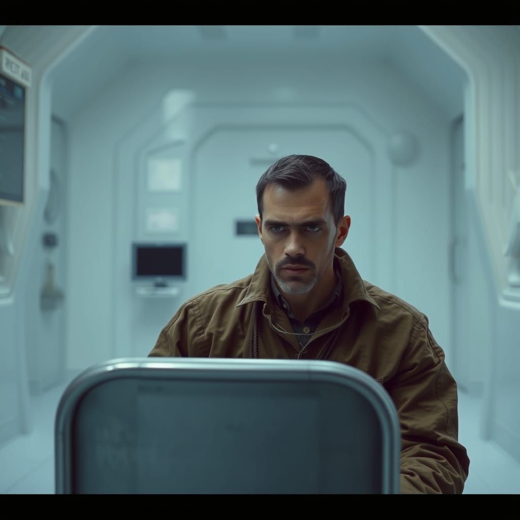 Dystopian Civilian Stares at Empty Chair