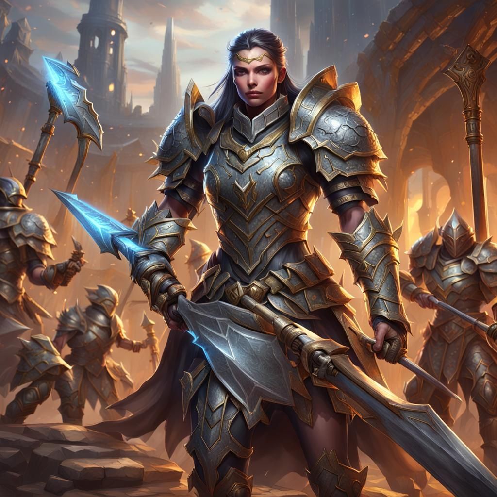 Female Warriors in Plate Armor, Digital Art