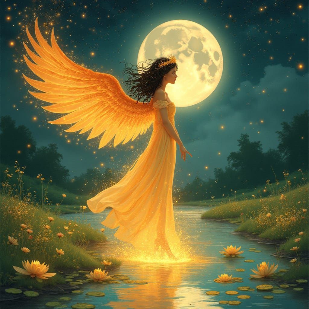 Celestial Phoenix Born from Ashes in Renaissance-Inspired Ar...