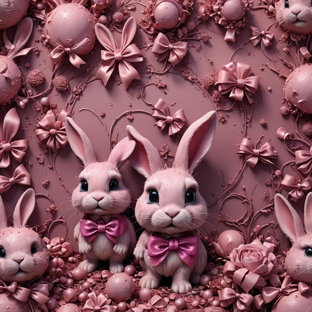 Pink Bunny with Bow: Fantasy Concept Art