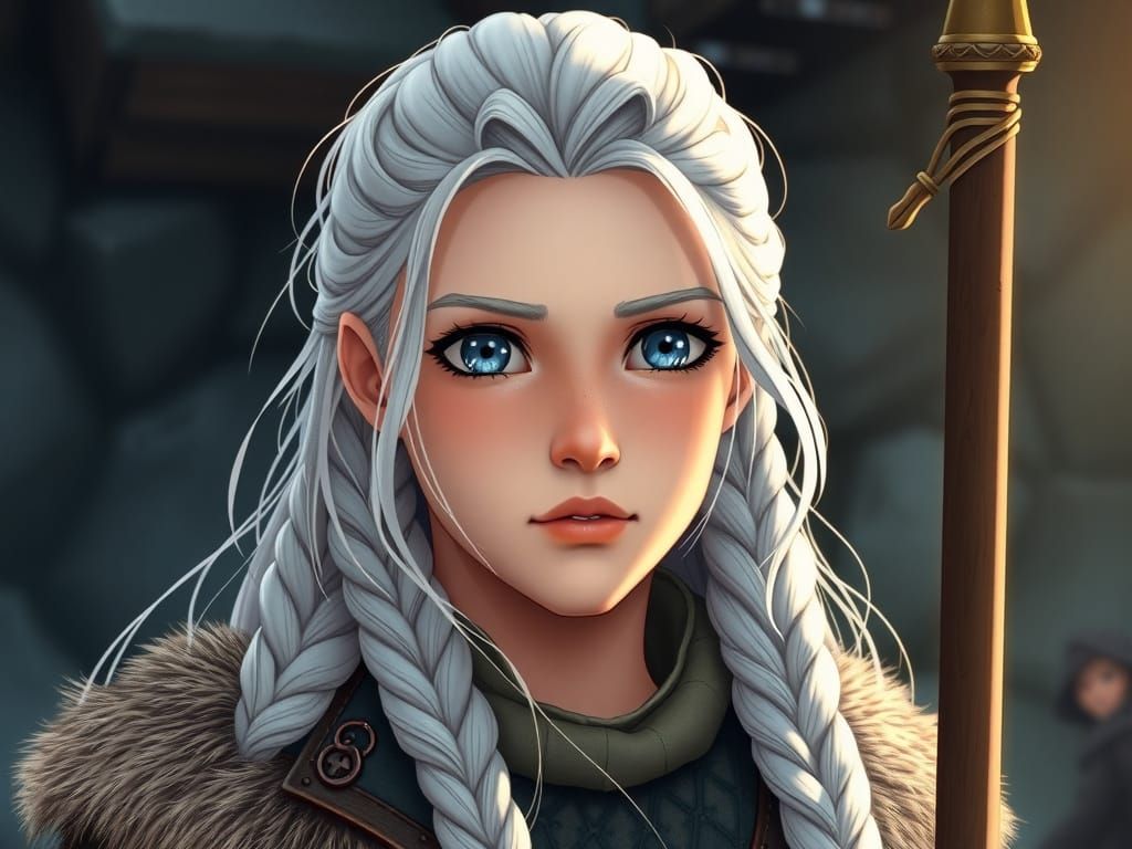 Viking Warrior Woman: Anime-Inspired Portrait