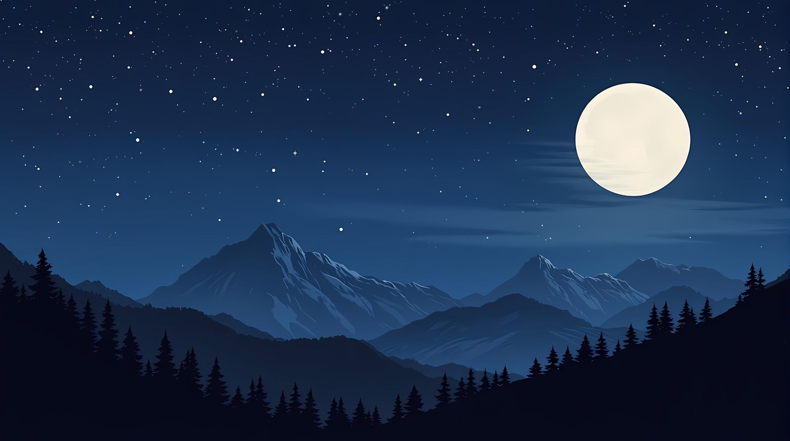 Starry Mountain Serenity at Midnight