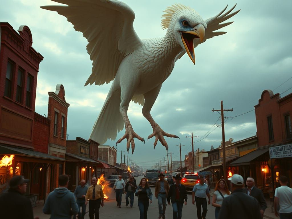 Giant Budgie Attacks Midwestern Town in 1950s Horror Style