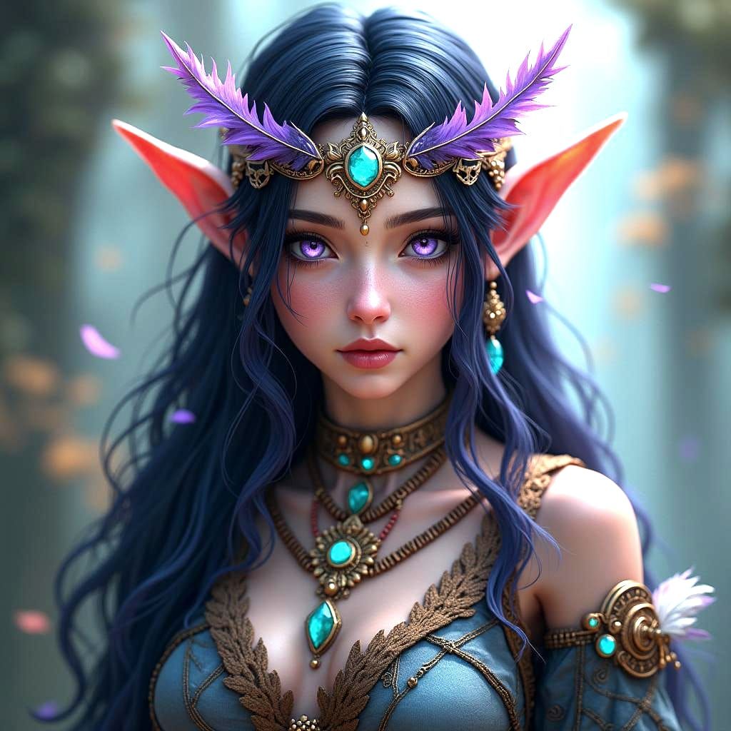 Dream Shaman Portrait in Hyperdetailed Art Nouveau Style