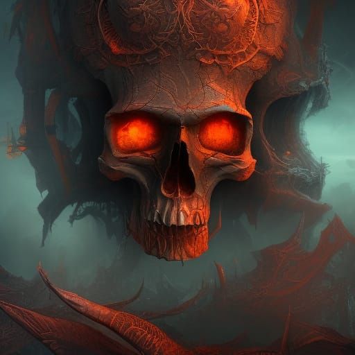 Detailed Skull: Fantastical Concept Art in Deep Color