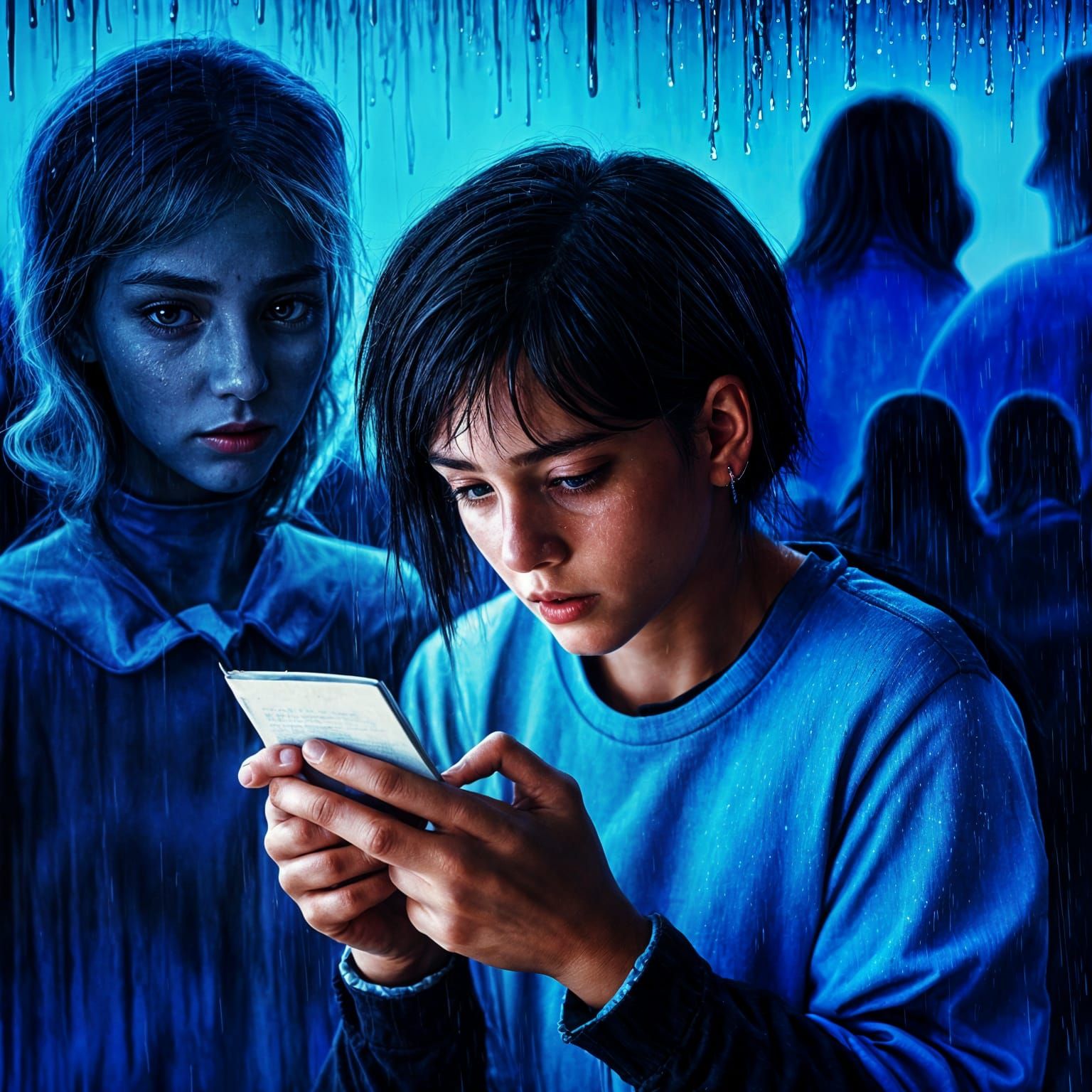 Sorrowful Princesses Weeping in Thunderstorm