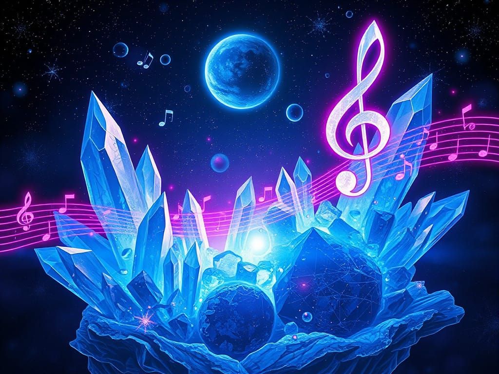 Glowing Crystal Orbs Dance in Electric Night