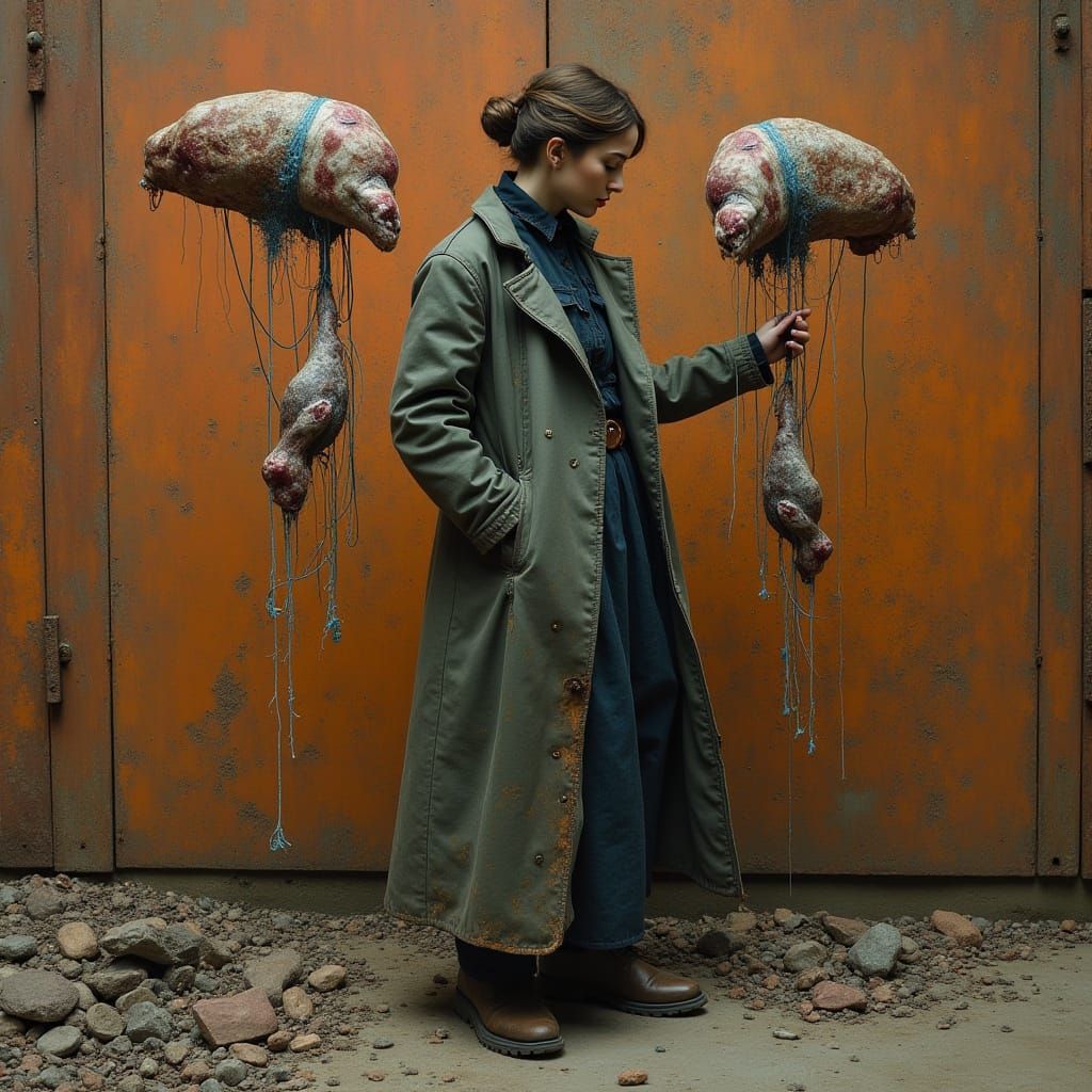 Surreal Woman in Rust, a Dadaist Vision