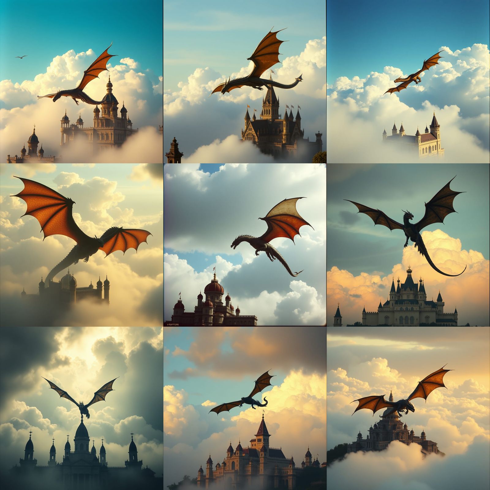 Epic Dragon Flight Above Palace, Cinematic Still