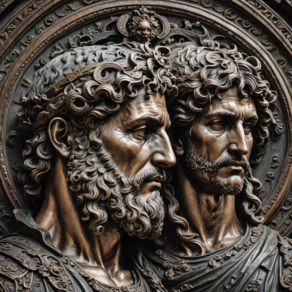 Hyperrealistic Sculpture of Janus in HDR