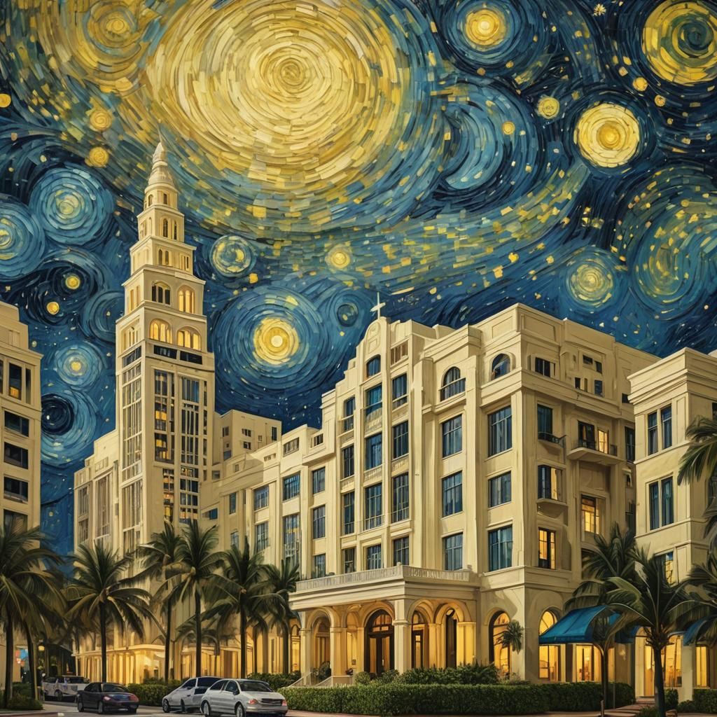 Art Deco Miami in Van Gogh Style