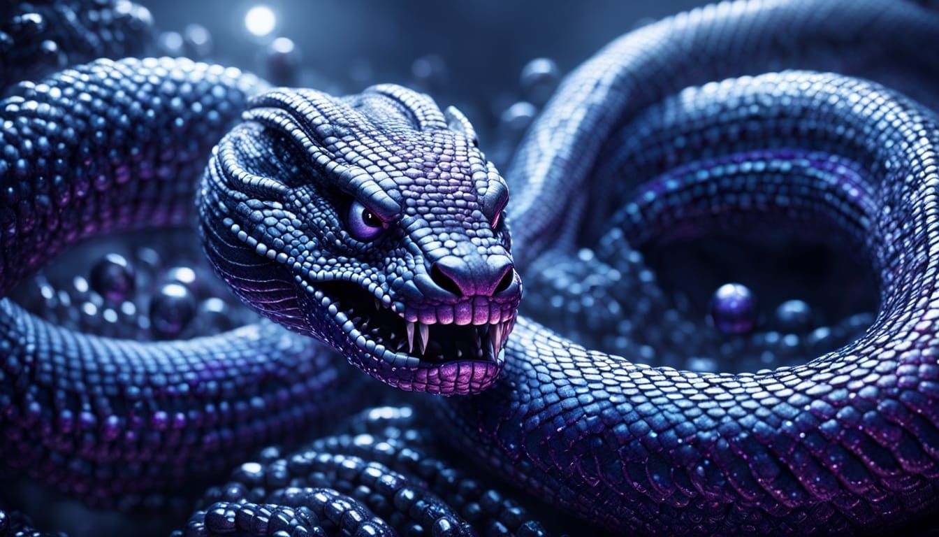 Terrifying Beaded Cobra in Dark Fantasy Style