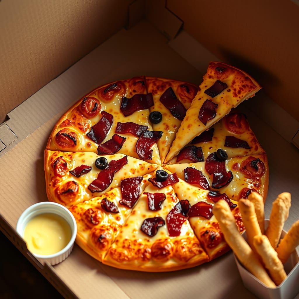 Delicious Domino's Pizza with Bacon and Garlic Butter