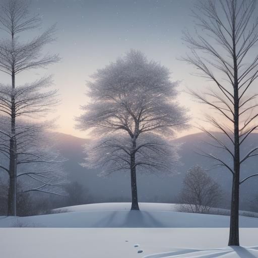 Winter Tree Horizon Panorama: Photorealistic Masterpiece