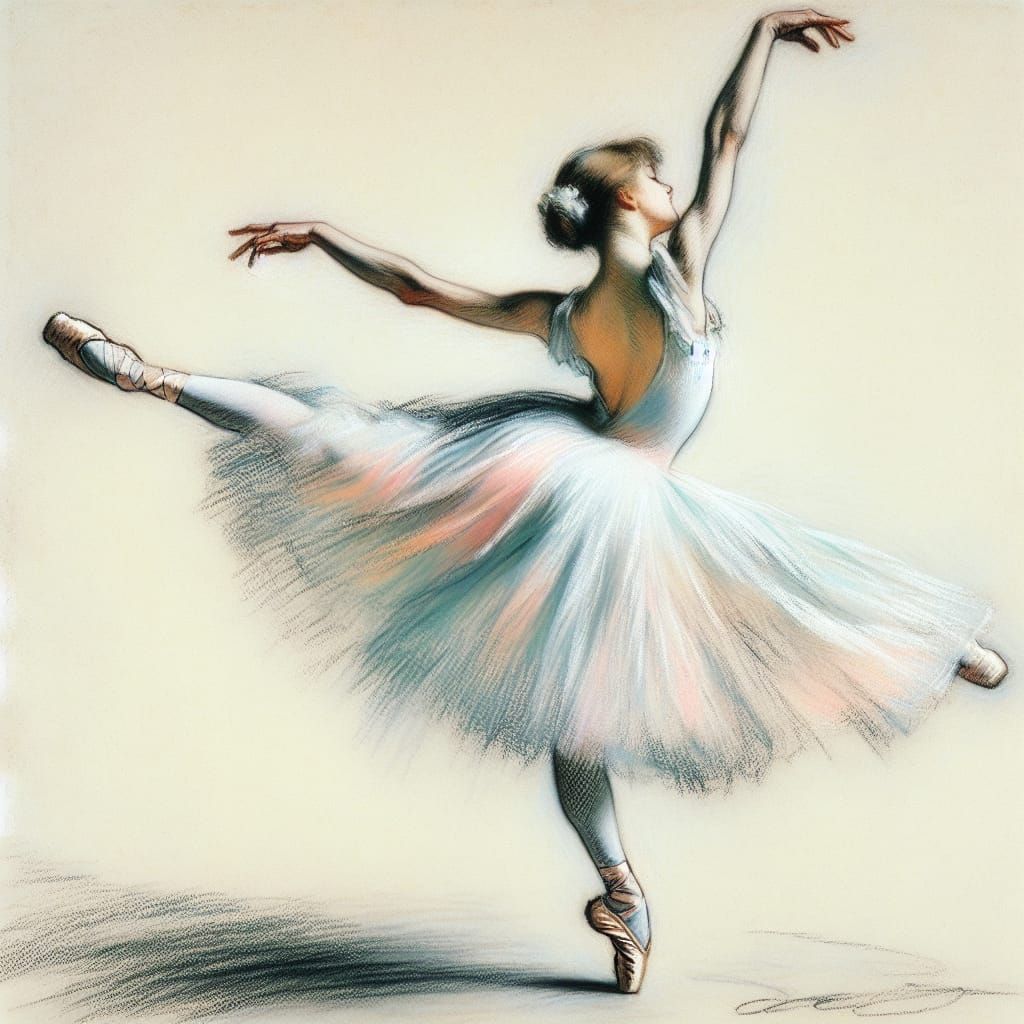 Graceful Ballerina in Impressionist Pastel Style