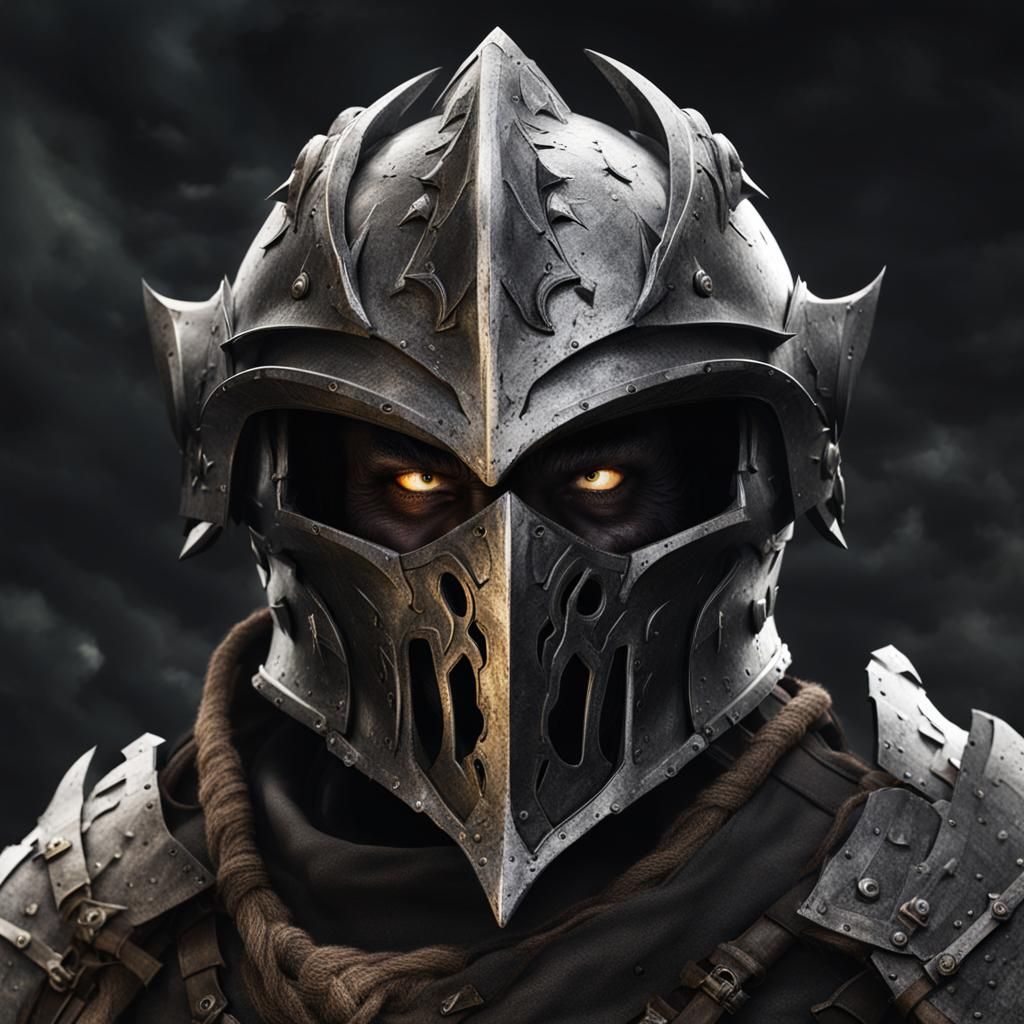 Armored Goblin Slayer Warrior with Evil Helmet