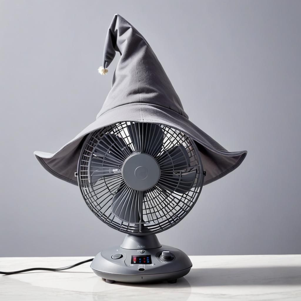 Portable Fan Topped with Wizard Hat