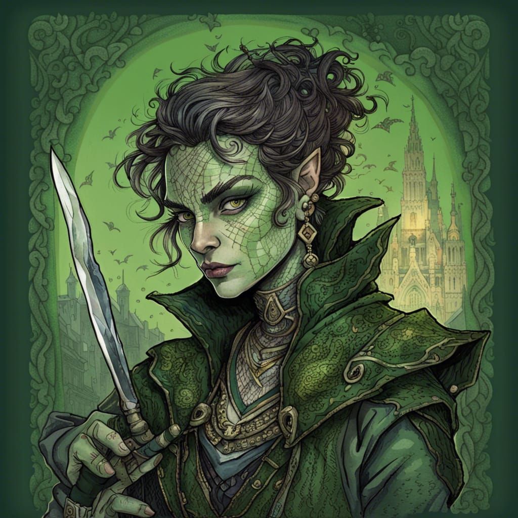 Fantasy Portrait of a Determined Trollish Rogue