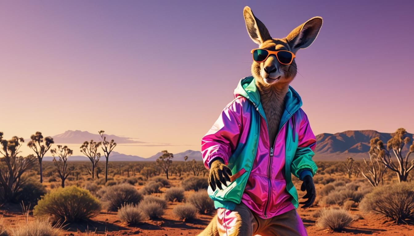 Hip Hop Kangaroo Rapping in the Outback: Synthwave Style