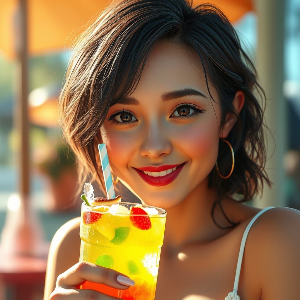 Sunlit Goddess in Bikini, Allegory Style Digital Art