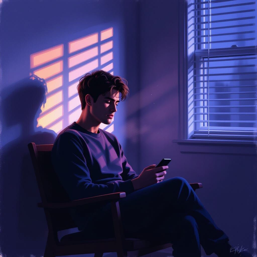 Man Lost in Thought in Dimly Lit Room