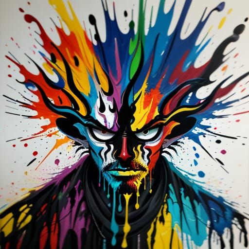 Expressive Abstract Portrait in Bold, Textured Brushstrokes