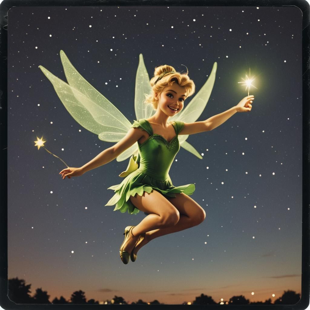 Tinkerbell Flies at Night: Polaroid Photograph