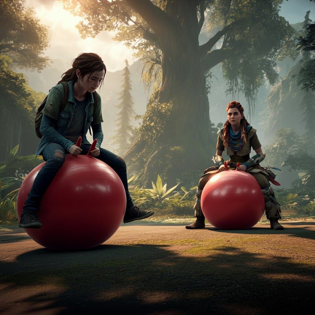 Aloy and Ellie Play on Hippity Hop Balls