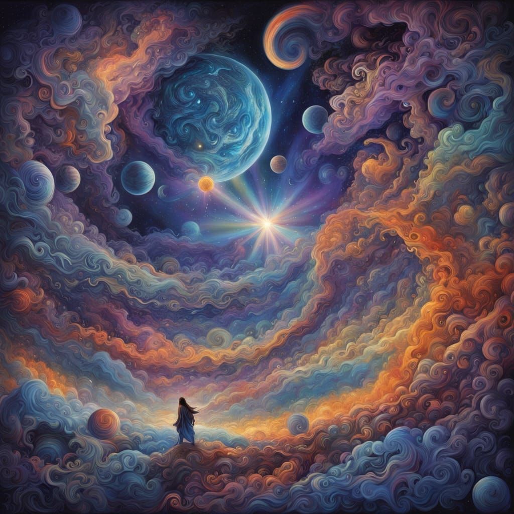 Cosmic Astral Illustration With Sublime Midnight Shadows