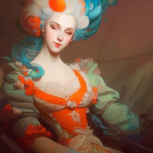 Marie Antoinette Portrait in Art Nouveau Style