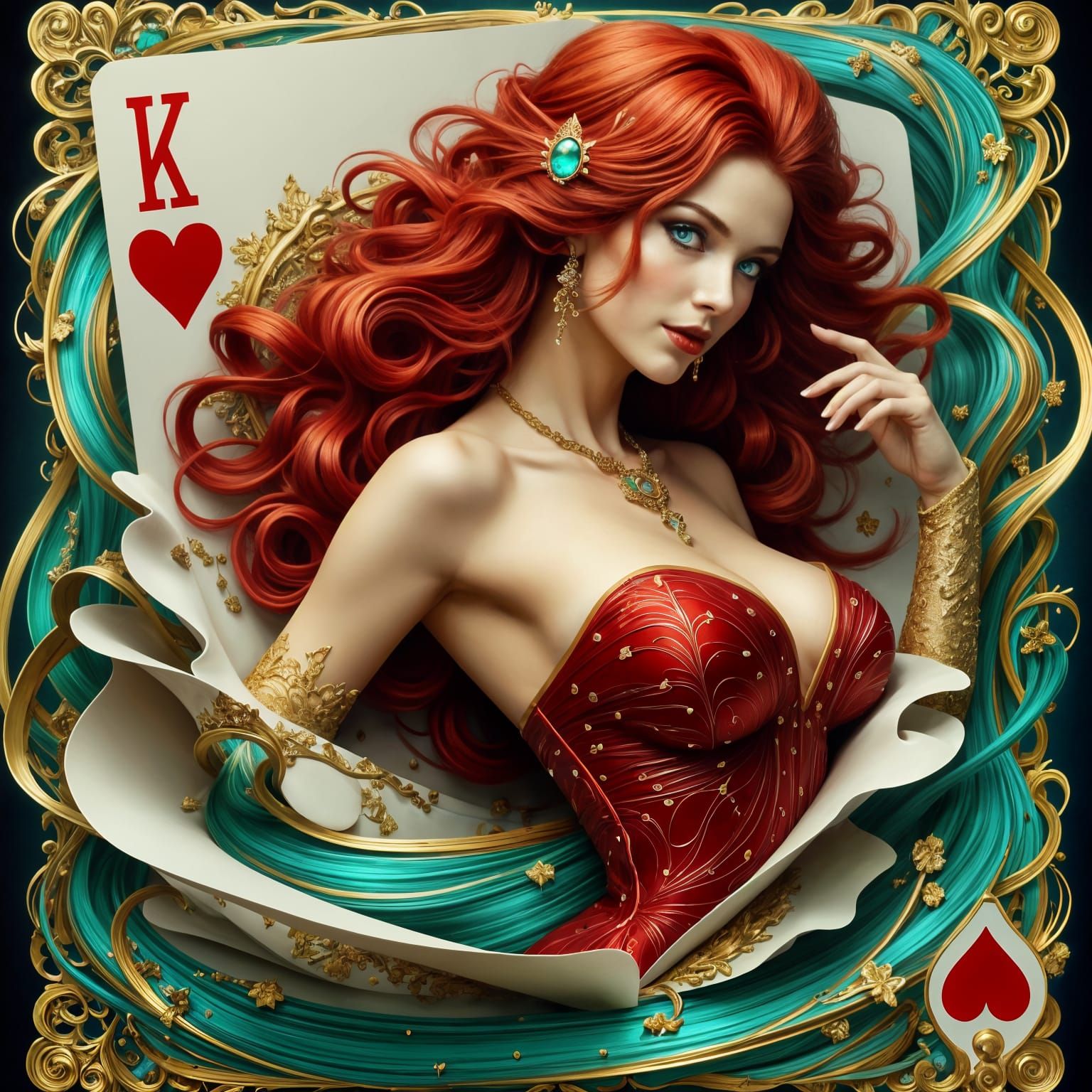 Goddess of the Heart in Vibrant Red Hair