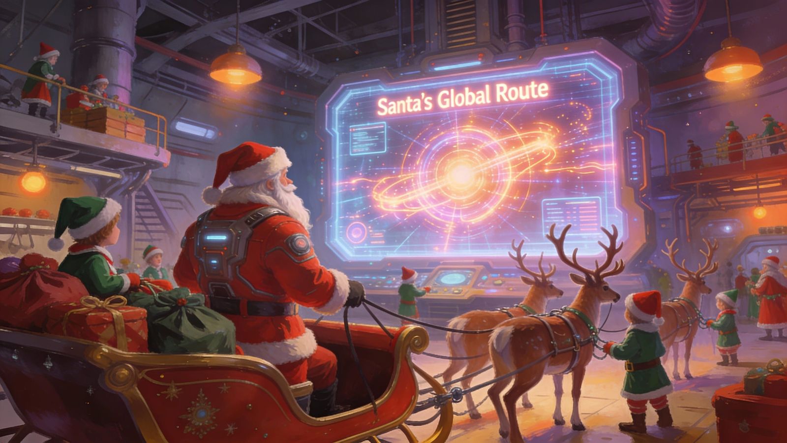 Santa's Futuristic Workshop: Advanced Sleigh Prep