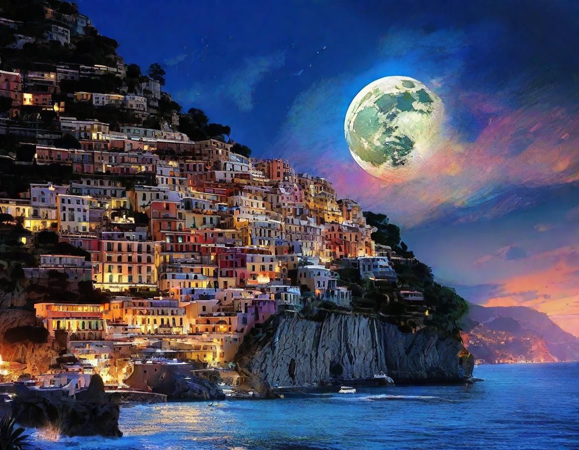 Positano Amalfi Coast Fantasy Digital Art