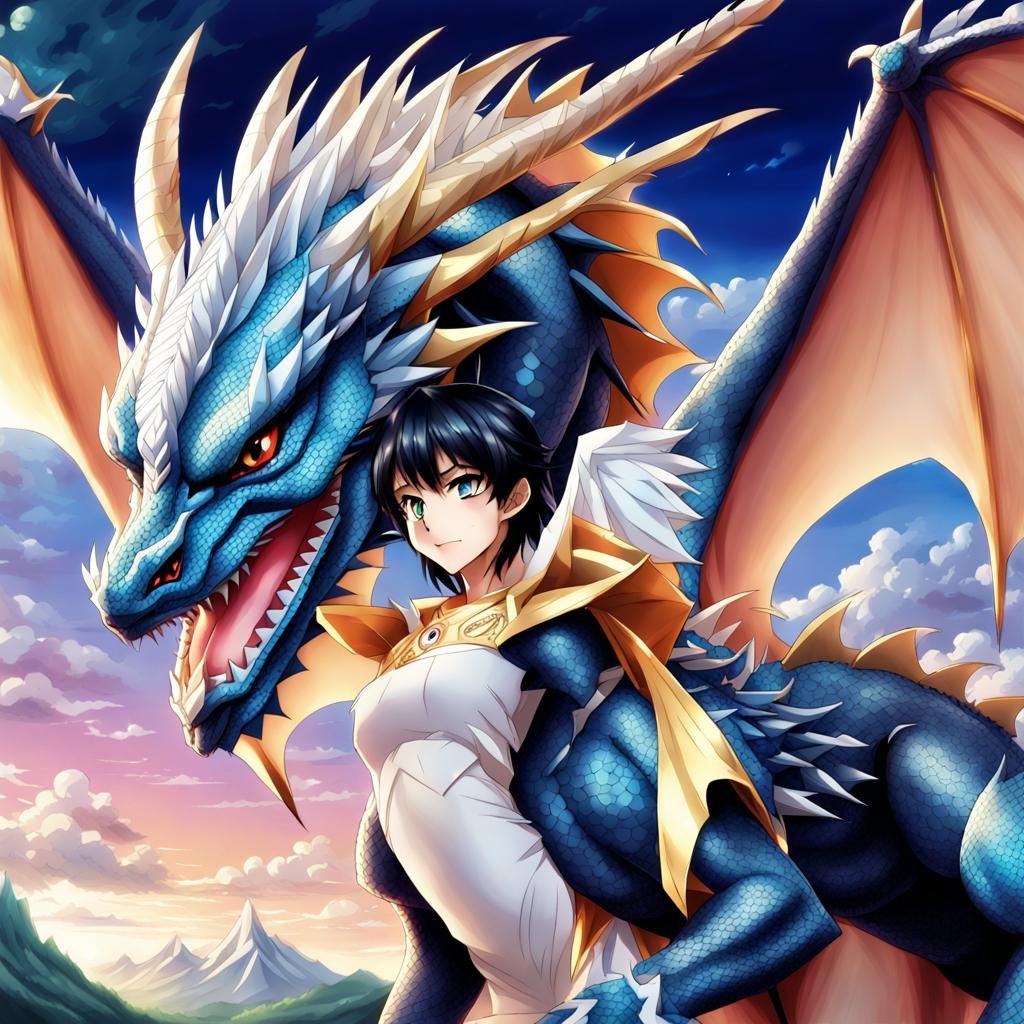 Anime-Style Diamond Dragon Illustration
