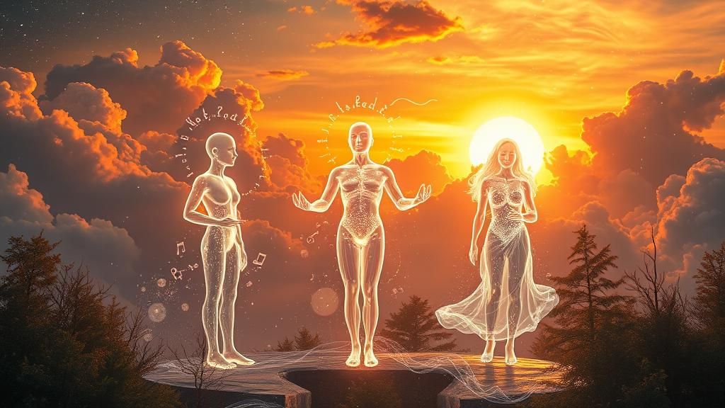 Ethereal Figures in Glass Forest: A Cosmic Evolution