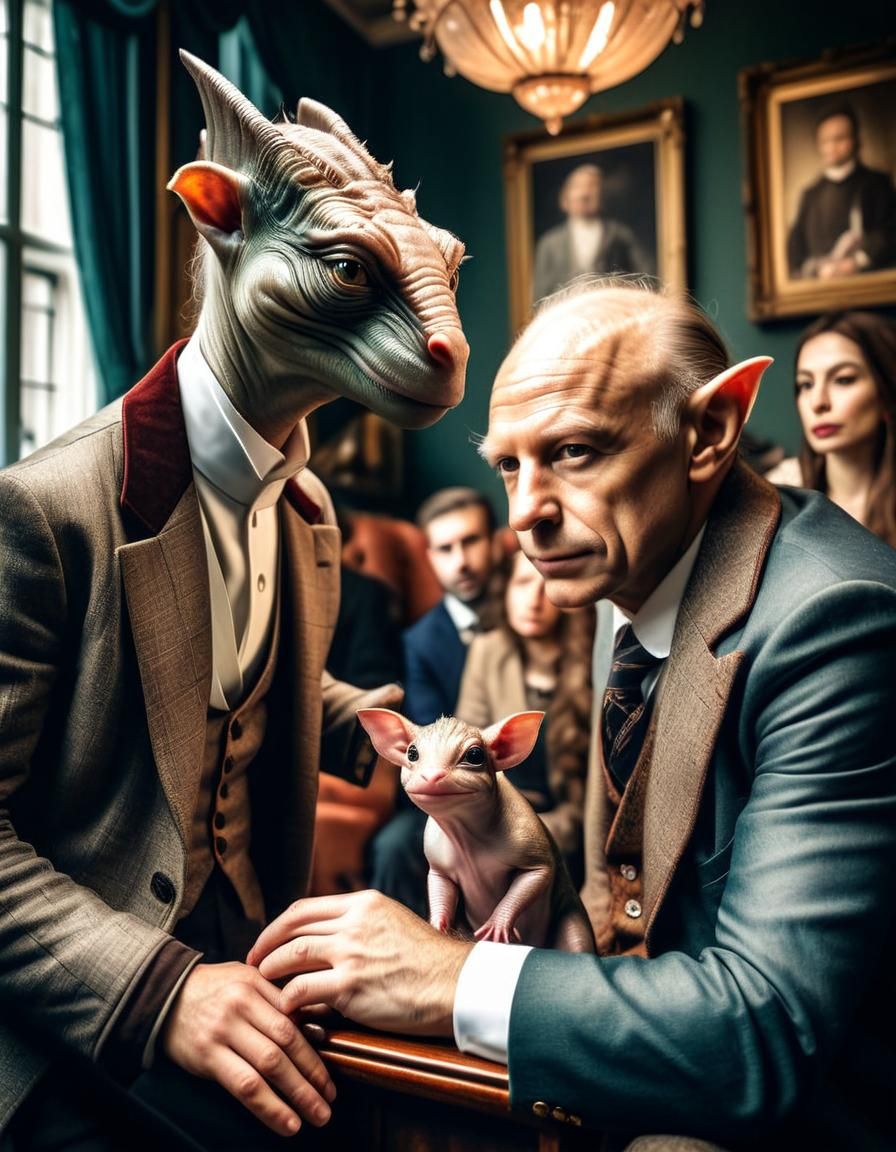 Extraterrestrial Elegance: A Hyperrealistic Alien Social Gat...