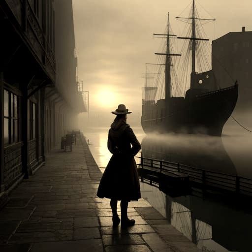 Girl Lost at Bradford Docks in Watercolor Style