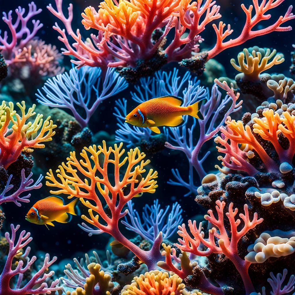 Rainbow Coral Reef Scene in Detailed 3D
